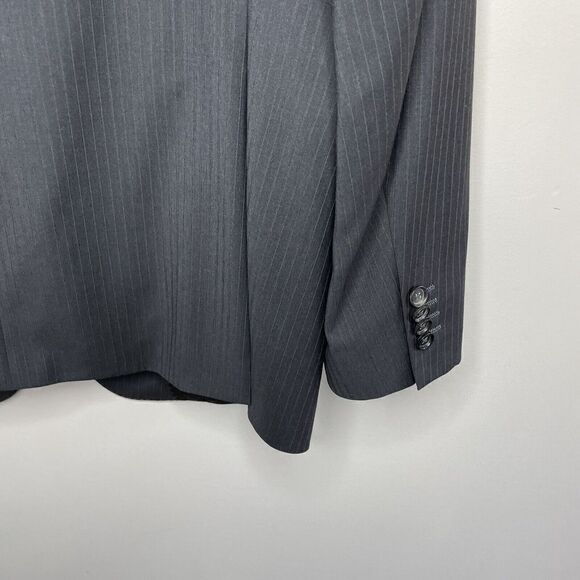 HUGO BOSS Suit Jacket Mens 44R 2-Button Gray Pinstripe Virgin Wool Super 100 - Picture 8 of 11